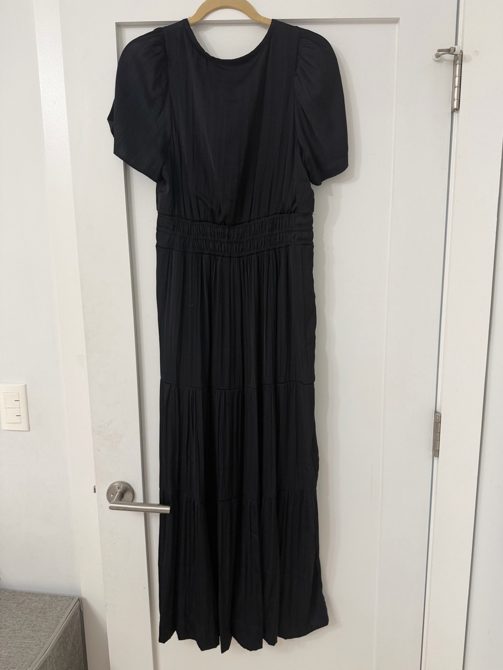 Anthropologie Black Tiered V-Neck Maxi Dress - Picture 3 of 3